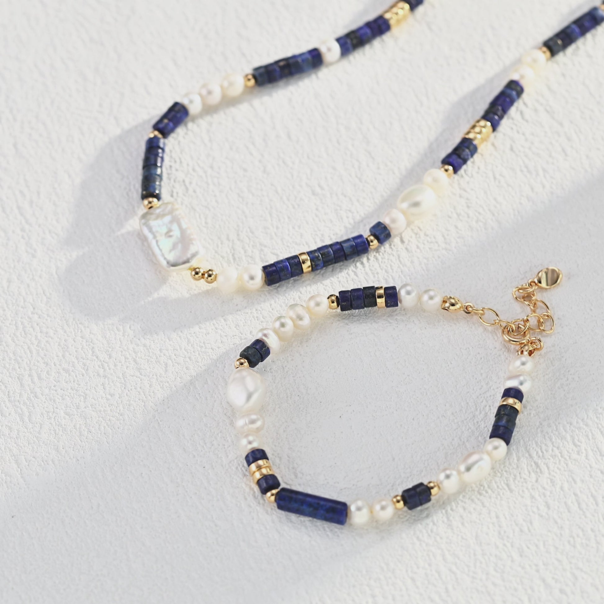 Lapis Pearl Silver Bracelet