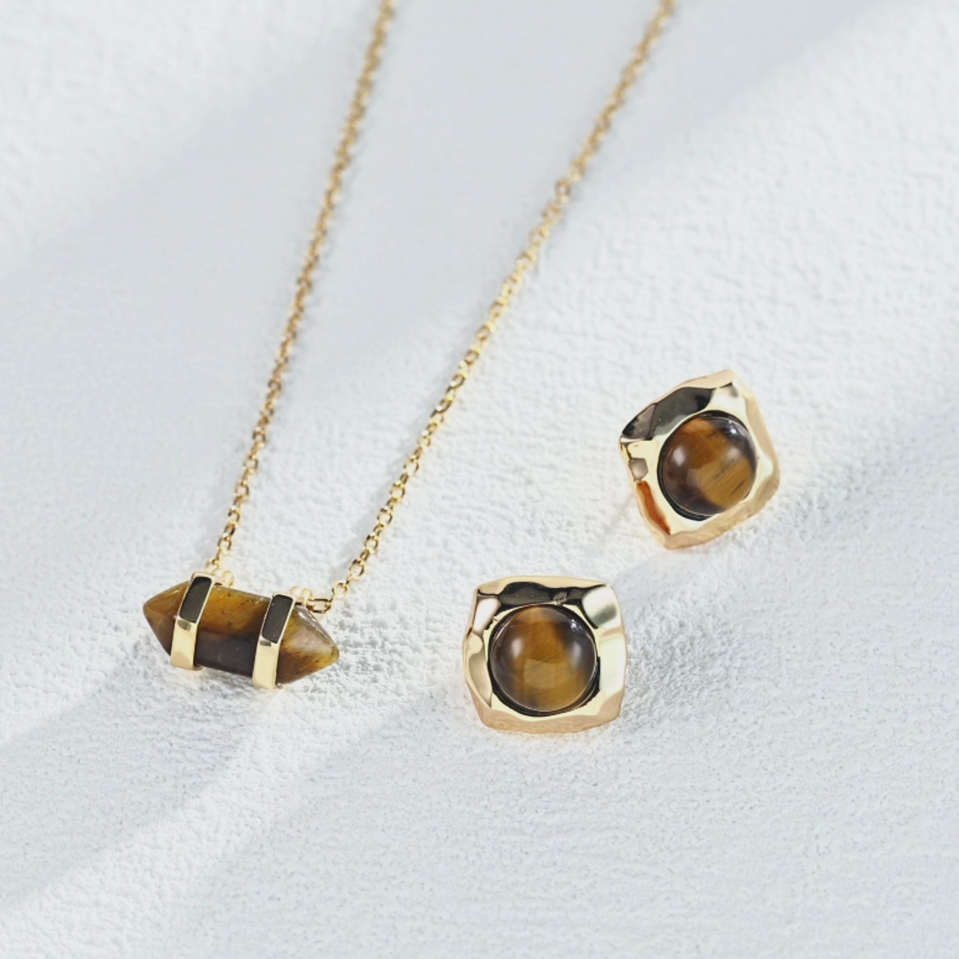 Prism Cut Tiger Eye Pendant in Sterling Silver