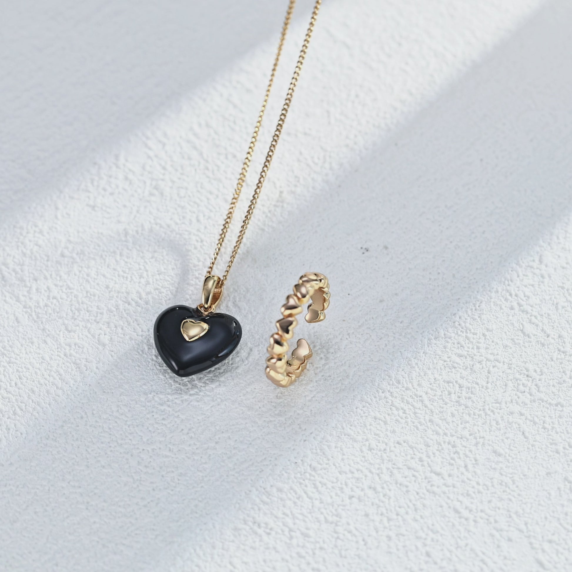 Black Enamel Heart Necklace