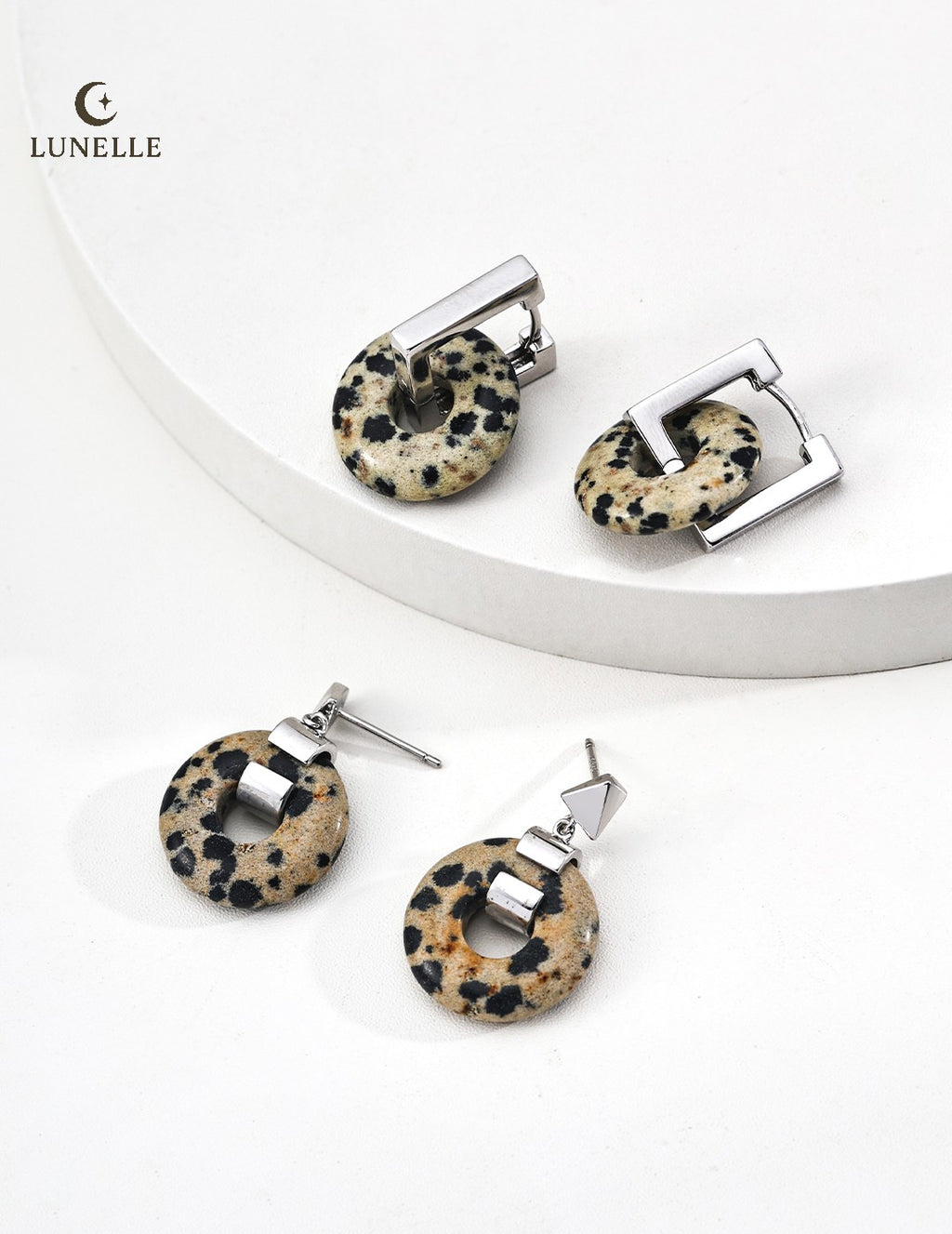 Spotted Stone Hoop Earrings