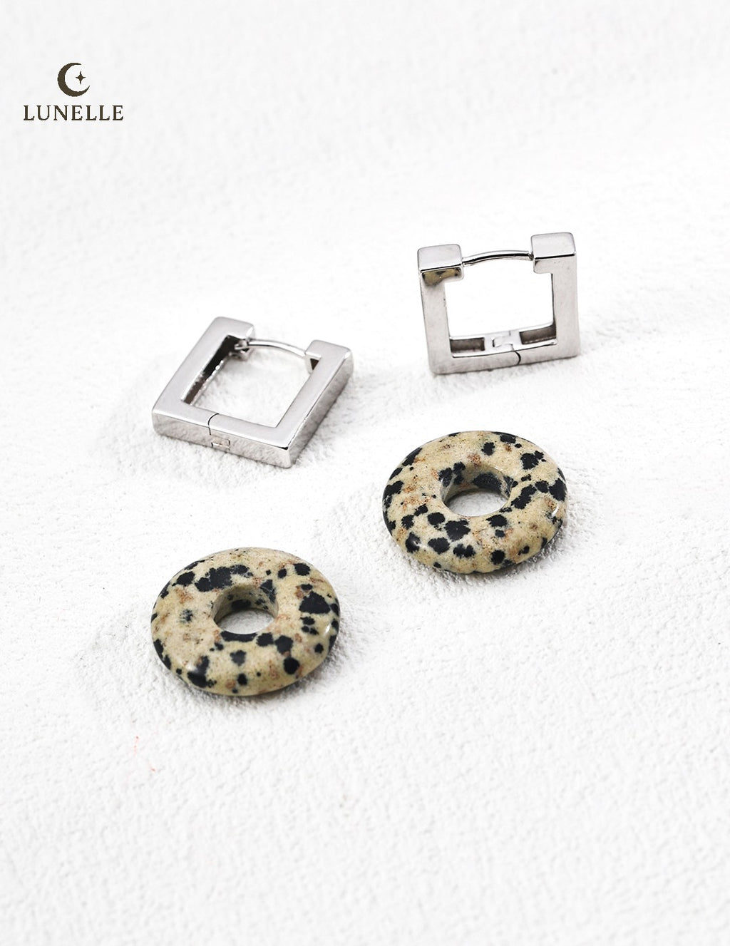 Spotted Stone Hoop Earrings