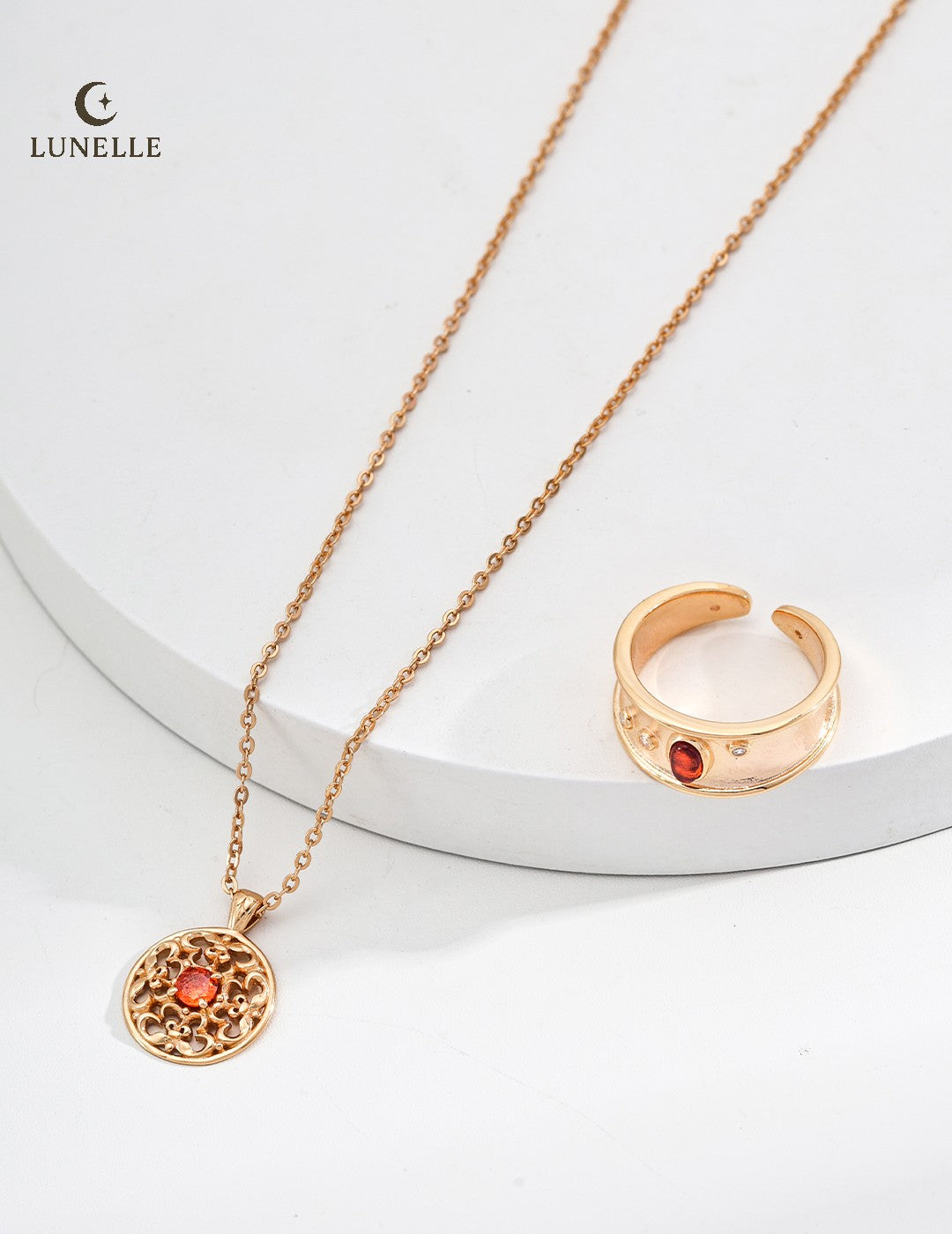Sterling Silver Red Zircon Necklace
