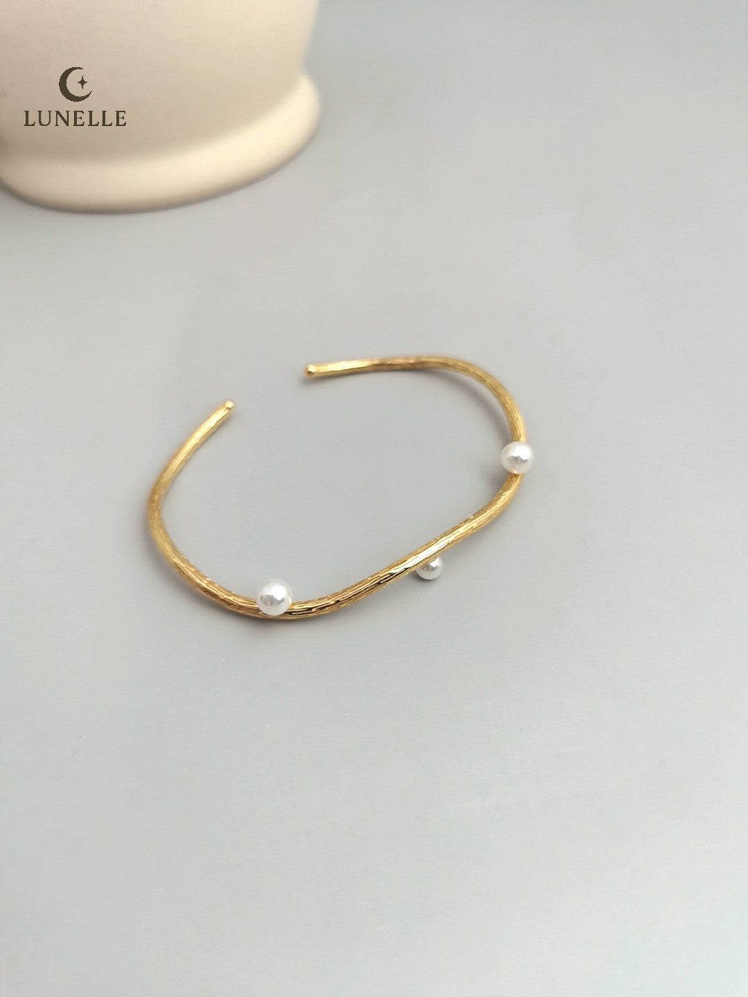 Pearl Bead Silver Bangle