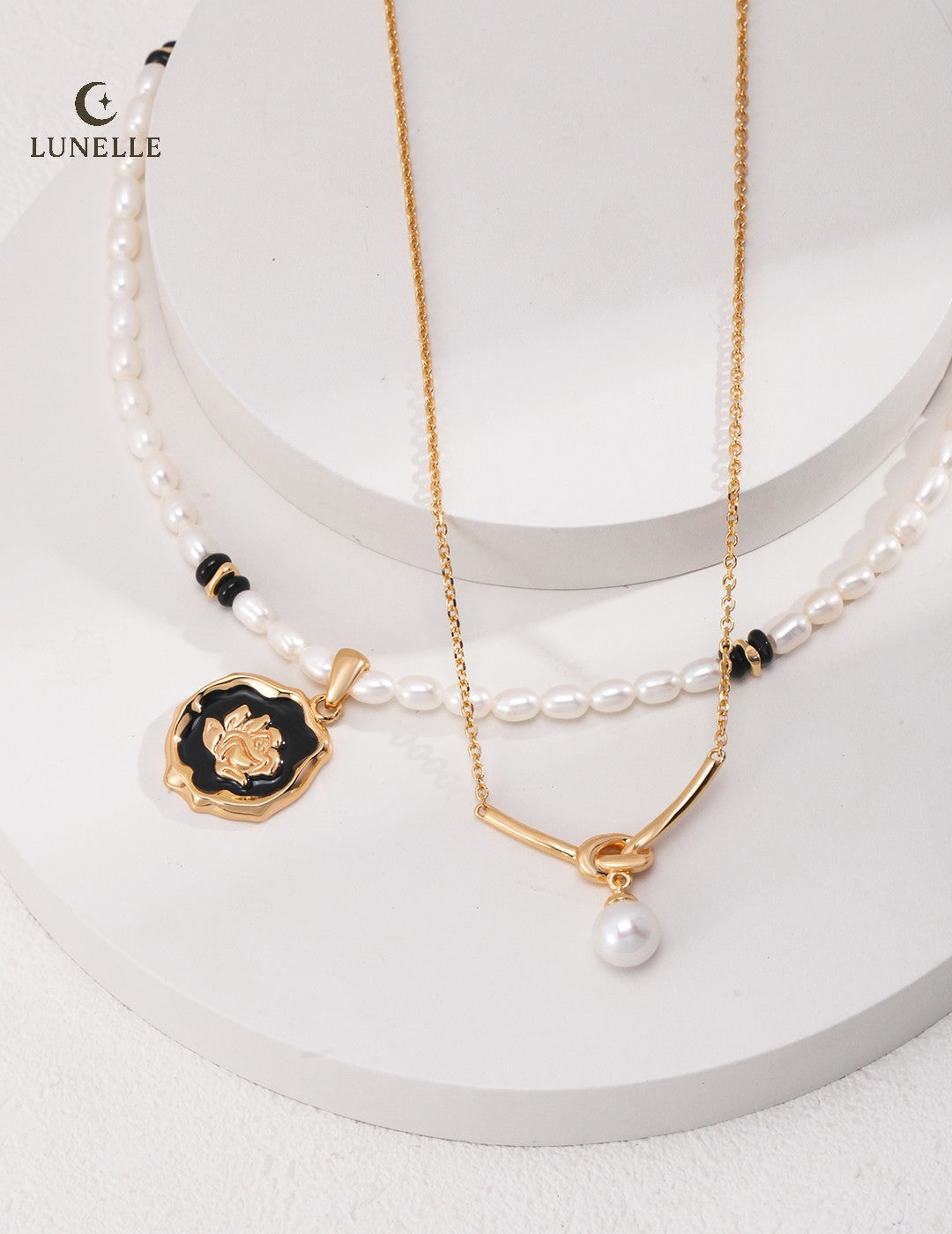 Double Pearl Knot Necklace