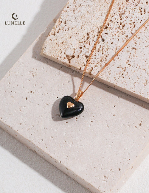 Black Enamel Heart Necklace