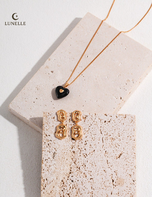 Black Enamel Heart Necklace