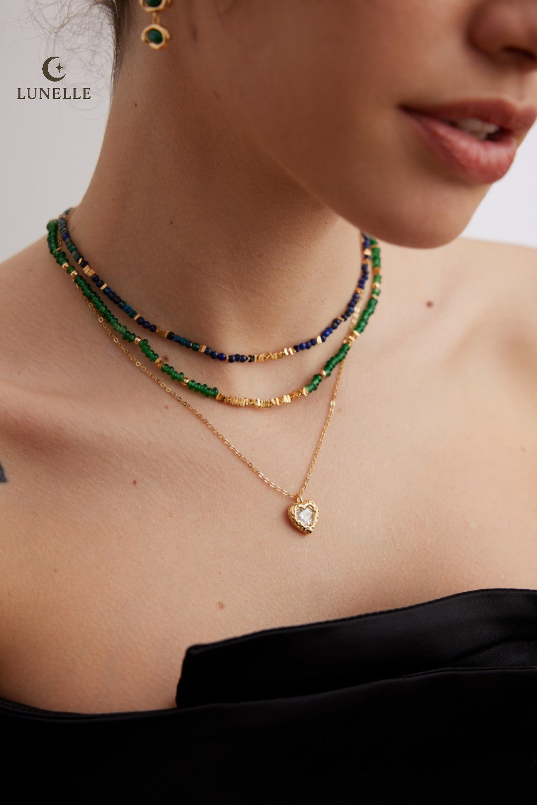 Vintage Heart Stone Necklace