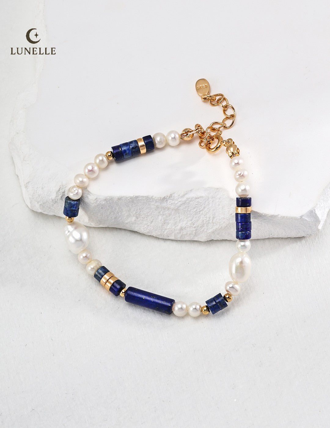 Lapis Pearl Silver Bracelet