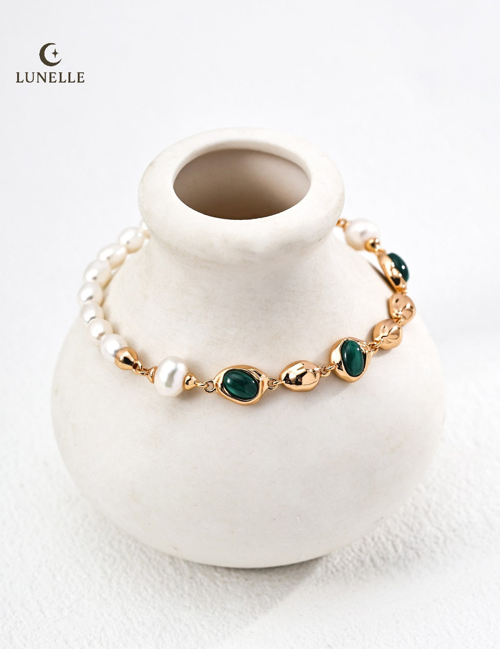 Malachite Pearl Silver Bracelet