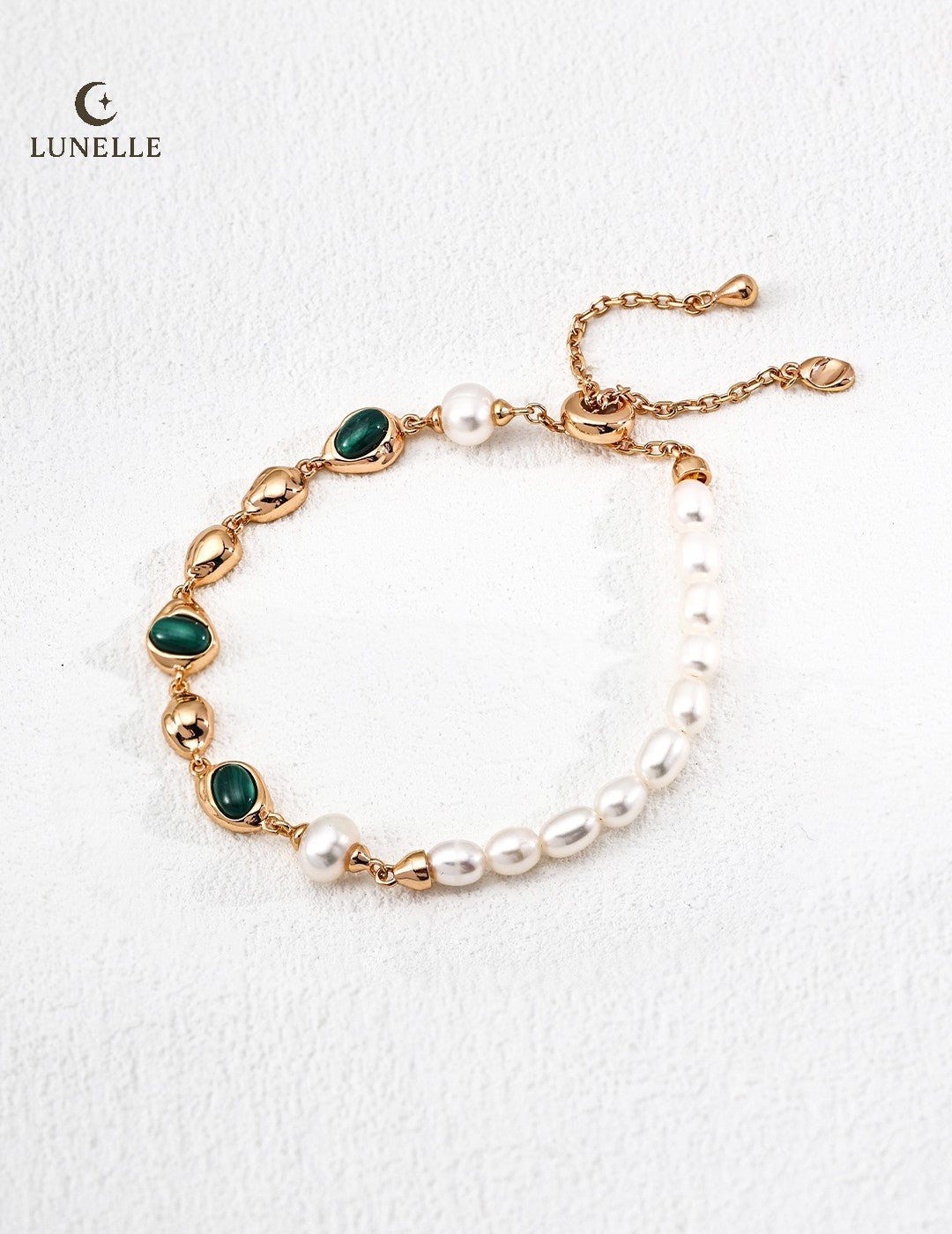 Malachite Pearl Silver Bracelet
