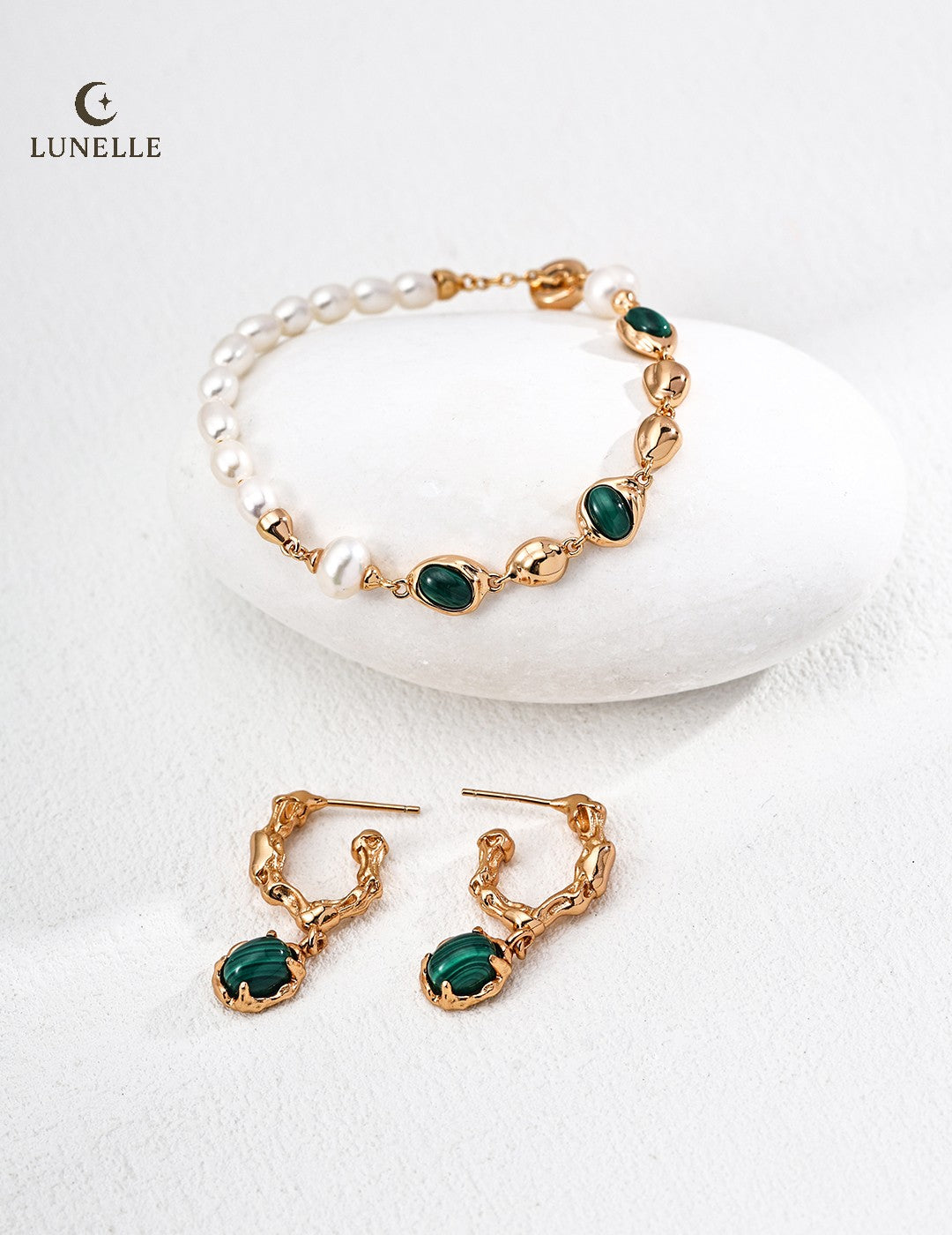 Malachite Pearl Silver Bracelet