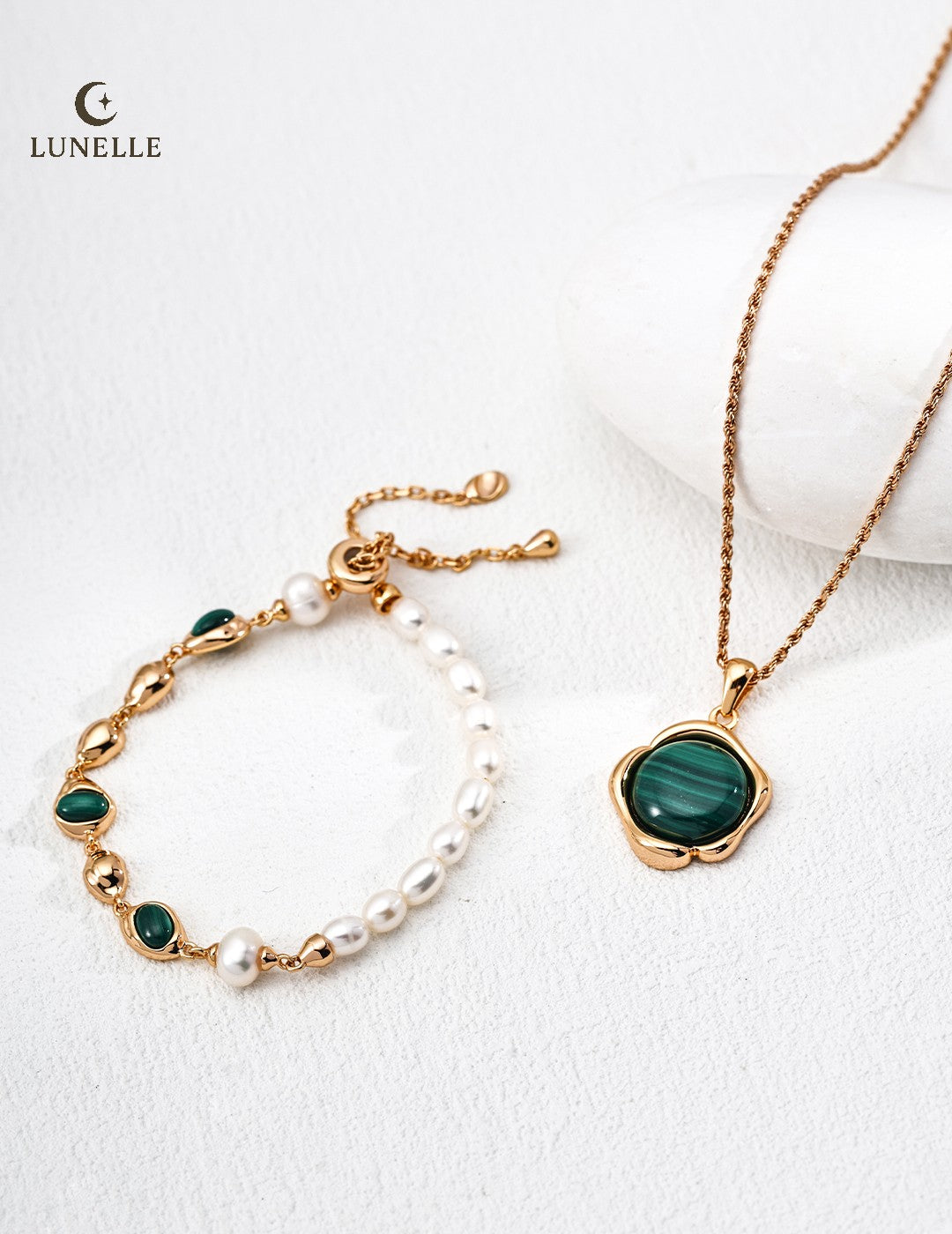 Malachite Pearl Silver Bracelet
