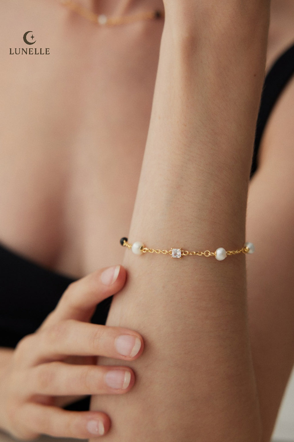Pearl Onyx Silver Bracelet