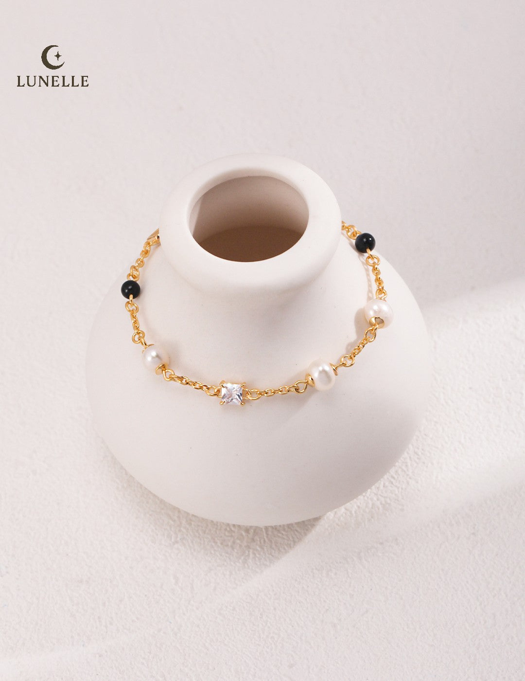 Pearl Onyx Silver Bracelet