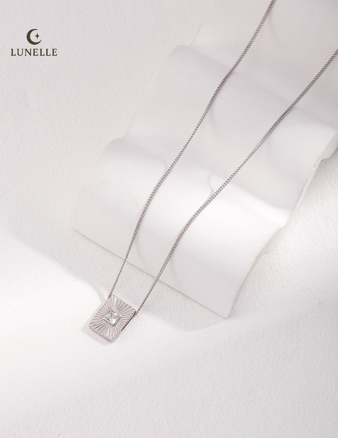 Geometric Silver Pendant Necklace