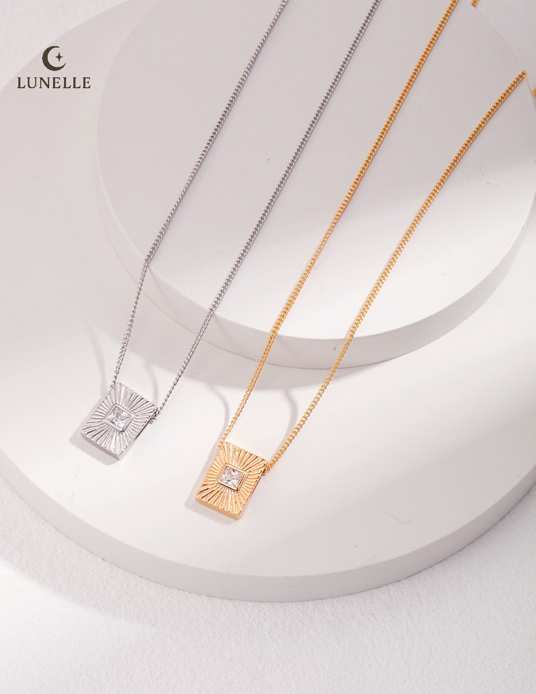 Geometric Silver Pendant Necklace