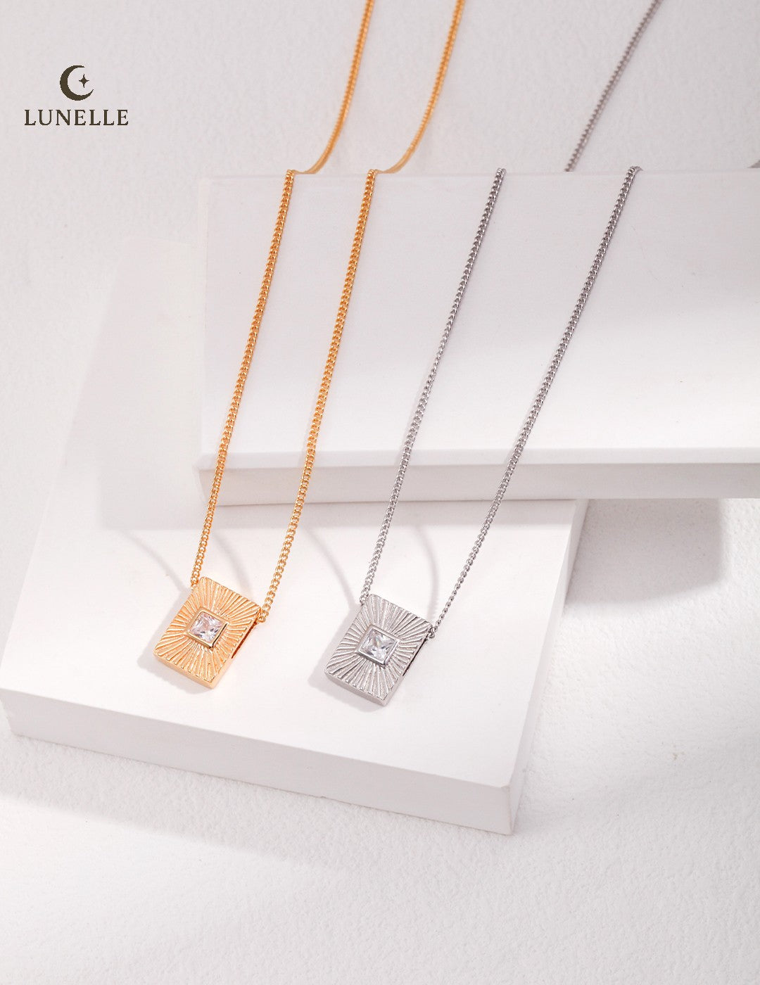Geometric Silver Pendant Necklace