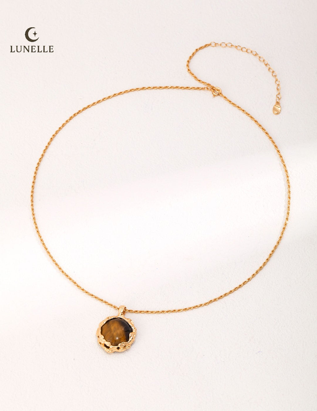 Hand Carved Lava Texture Tiger Eye Pendant Necklace