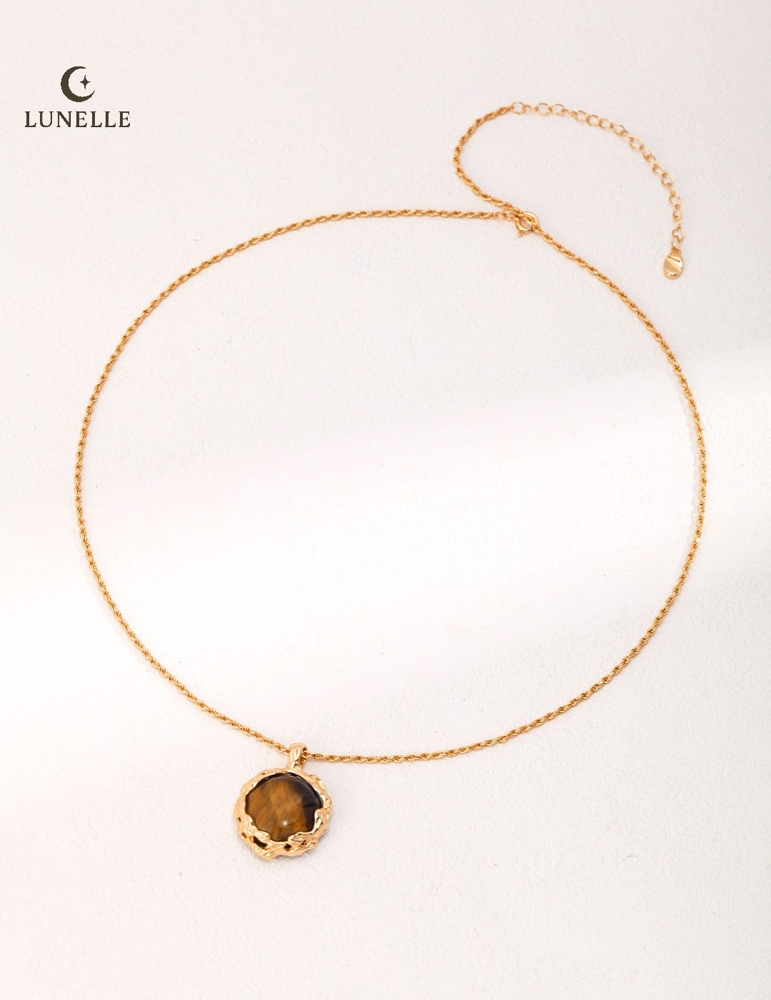 Hand Carved Lava Texture Tiger Eye Pendant Necklace