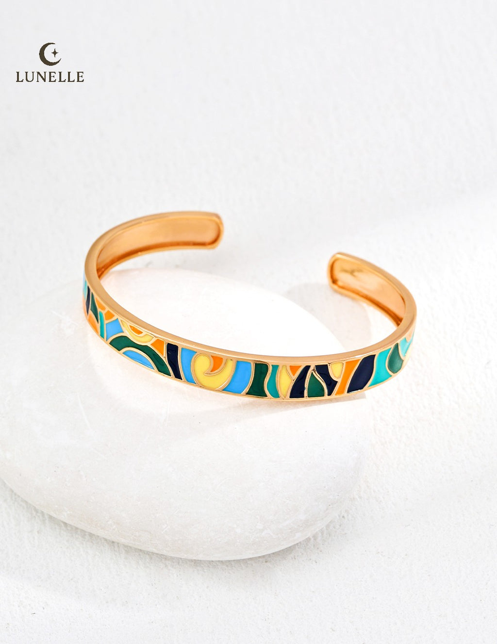 Enamel Painted Silver Bangle Vintage Style