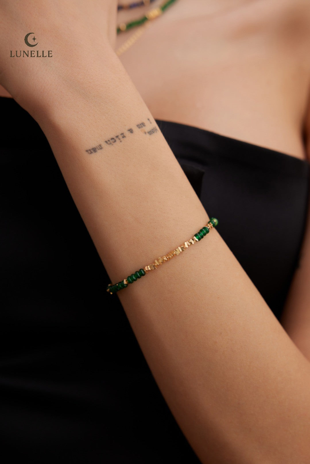 Vintage Green Stone Silver Bracelet