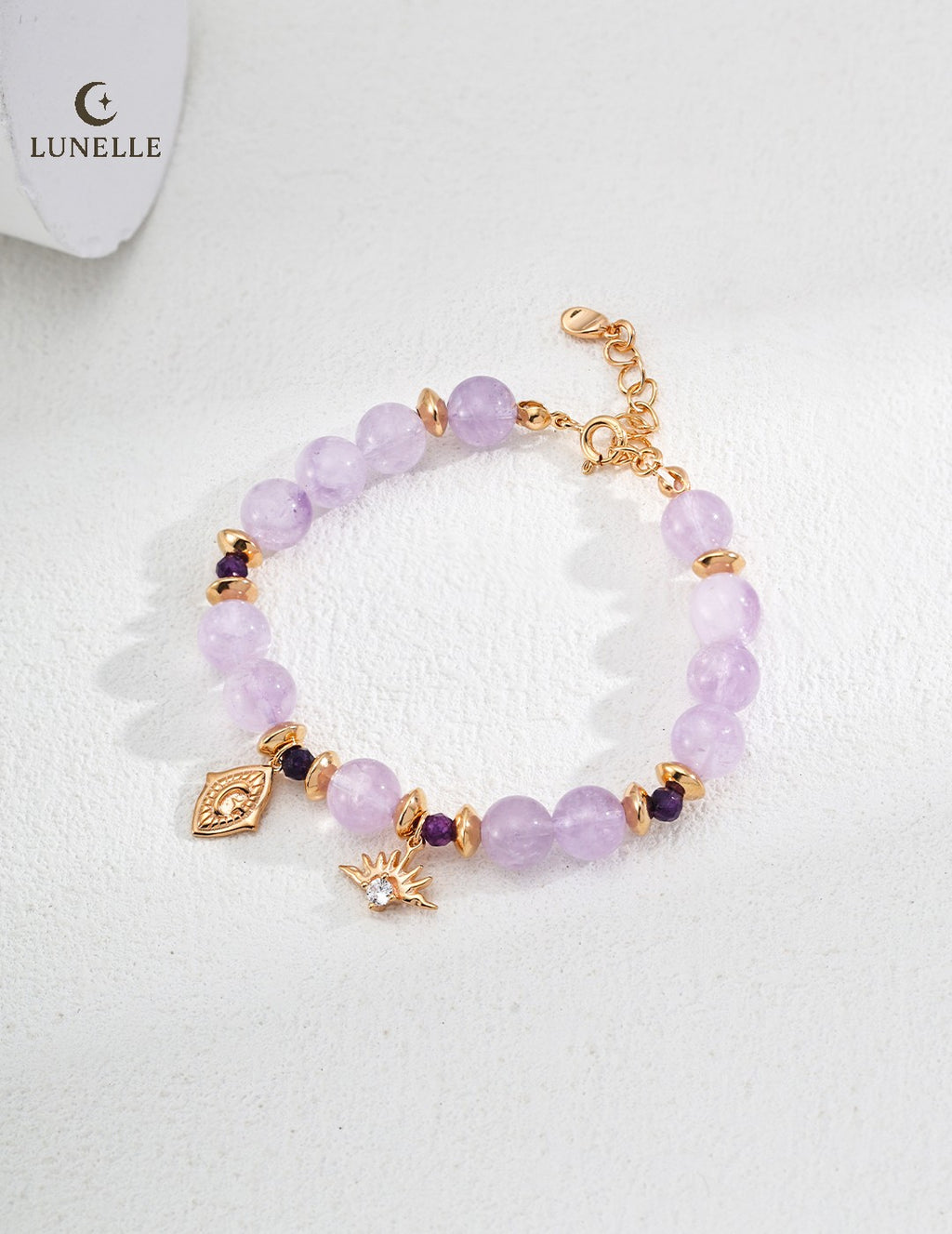 Lavender Amethyst Beaded Bracelet in Sterling Silver