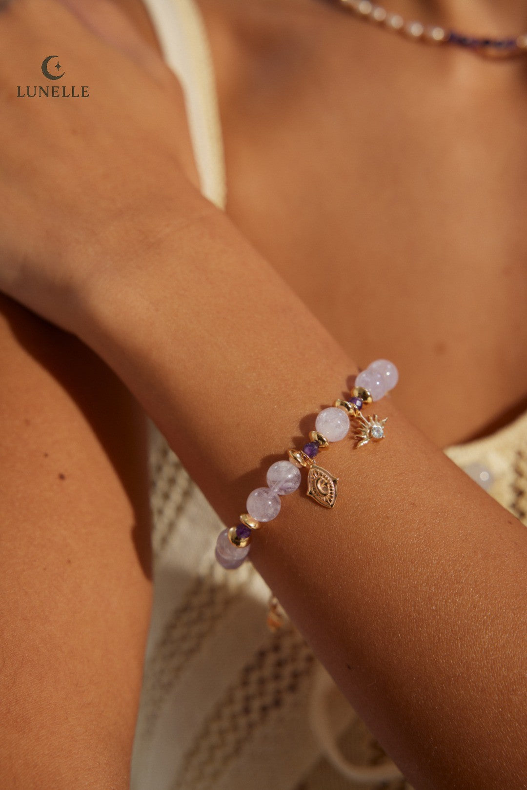 Lavender Amethyst Beaded Bracelet in Sterling Silver