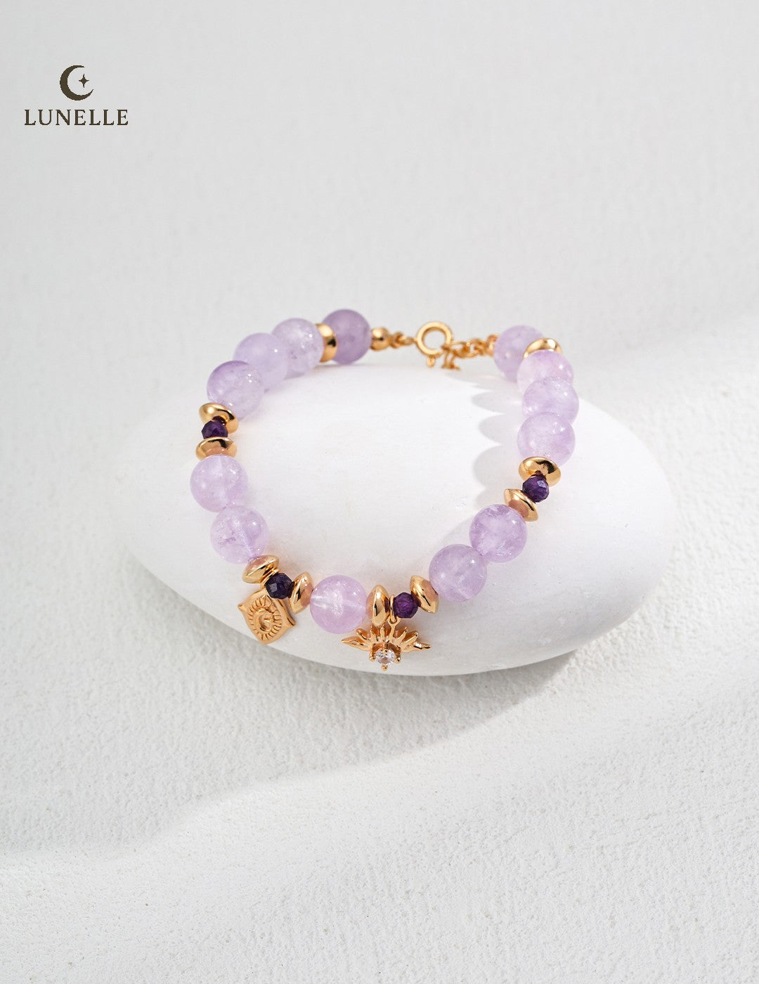 Lavender Amethyst Beaded Bracelet in Sterling Silver