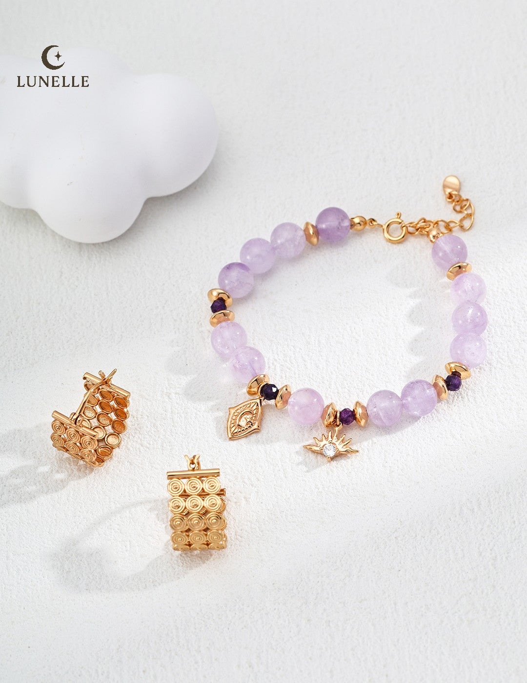 Lavender Amethyst Beaded Bracelet in Sterling Silver