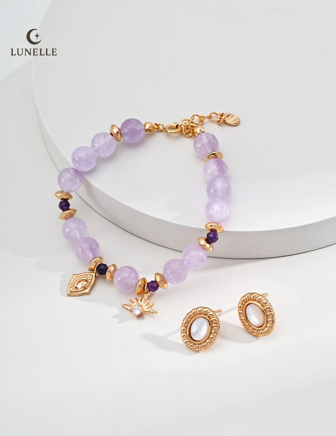 Lavender Amethyst Beaded Bracelet in Sterling Silver