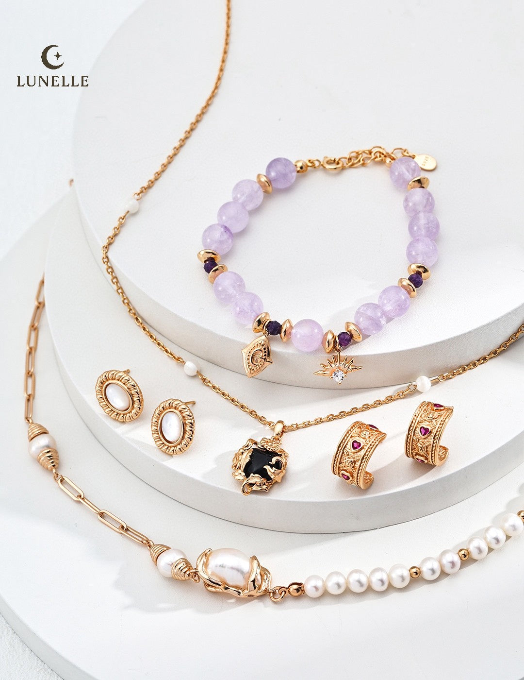 Lavender Amethyst Beaded Bracelet in Sterling Silver