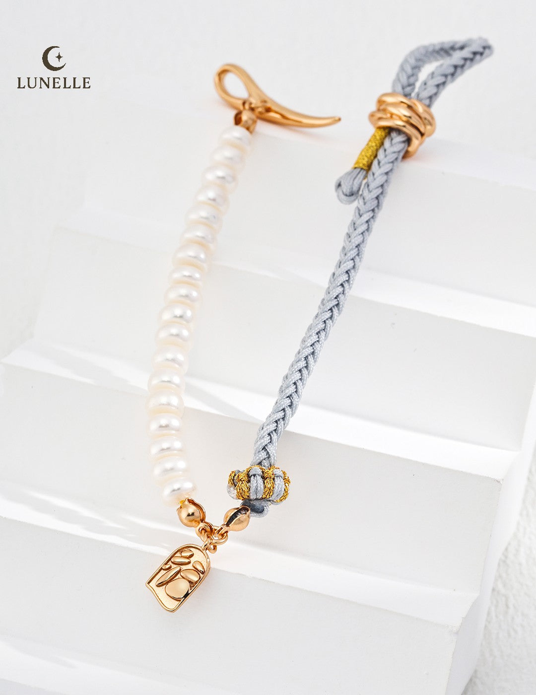 Knotted Cord & Pearl Bracelet
