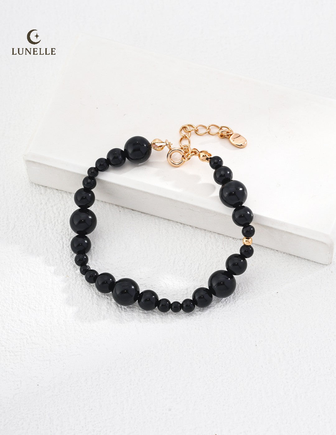 Velvet Orbit Black Agate Bracelet