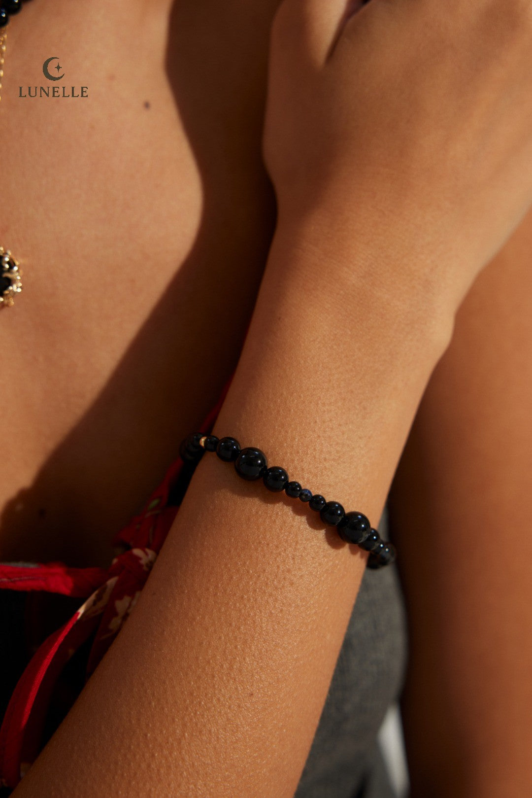 Velvet Orbit Black Agate Bracelet
