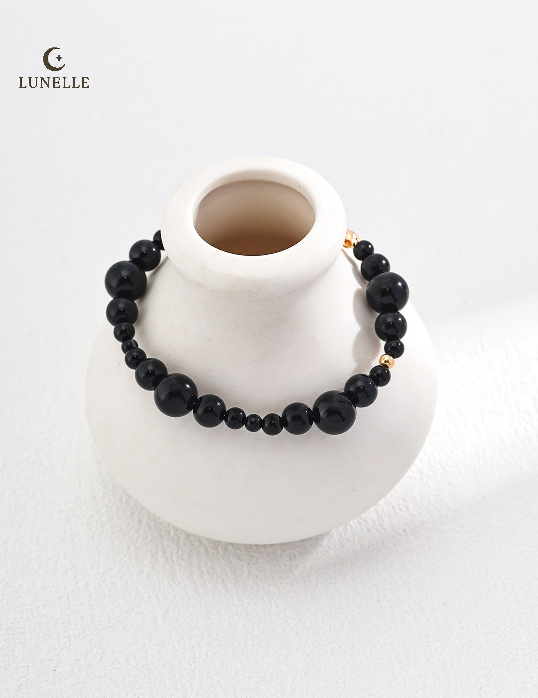 Velvet Orbit Black Agate Bracelet