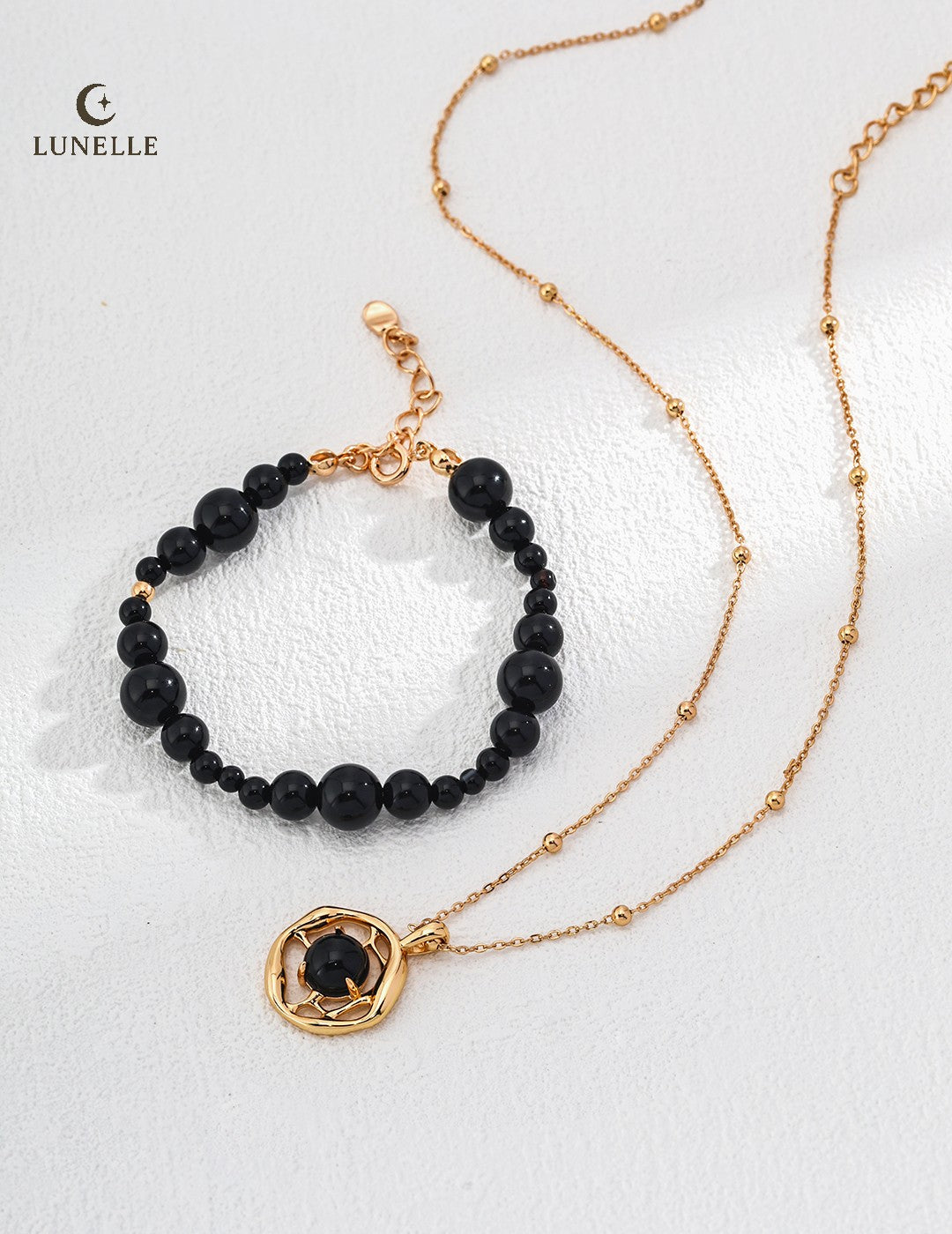 Velvet Orbit Black Agate Bracelet