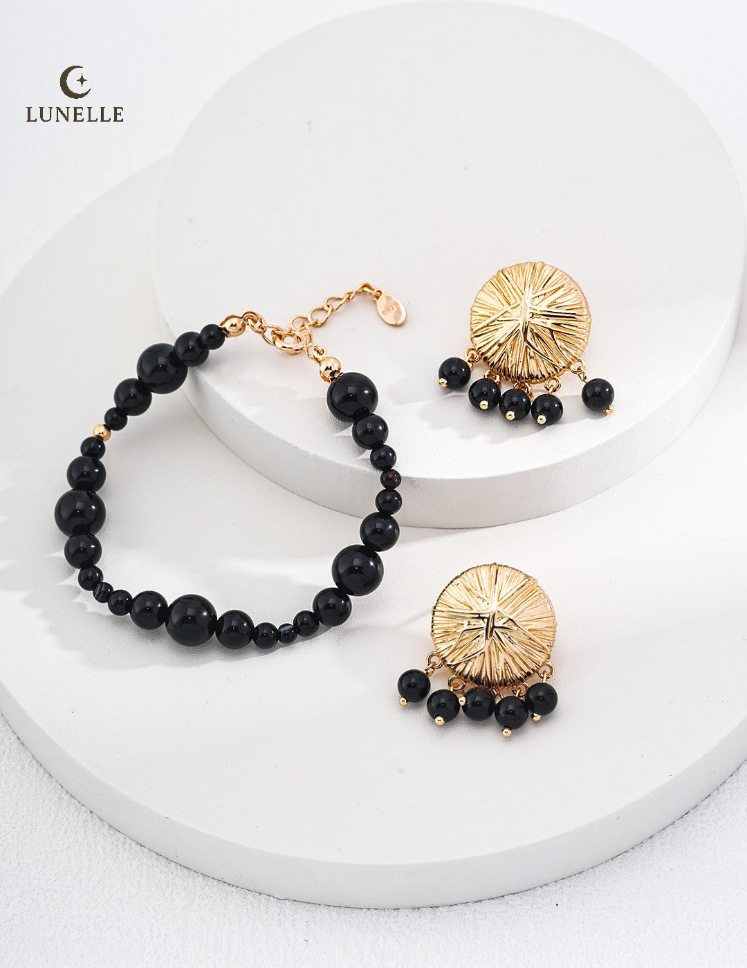 Velvet Orbit Black Agate Bracelet