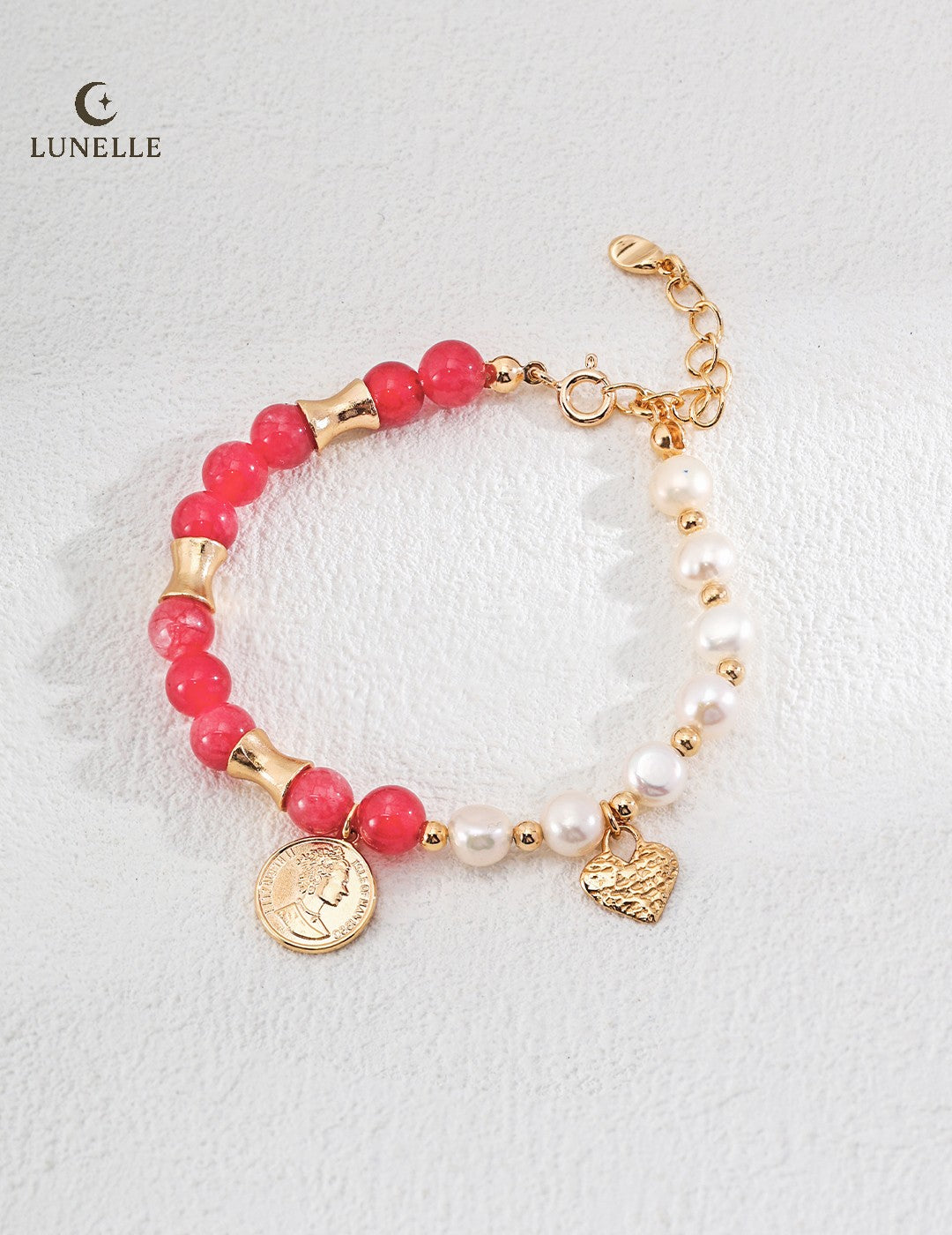 Blush Glow Natural Rhodochrosite Pearl Bracelet