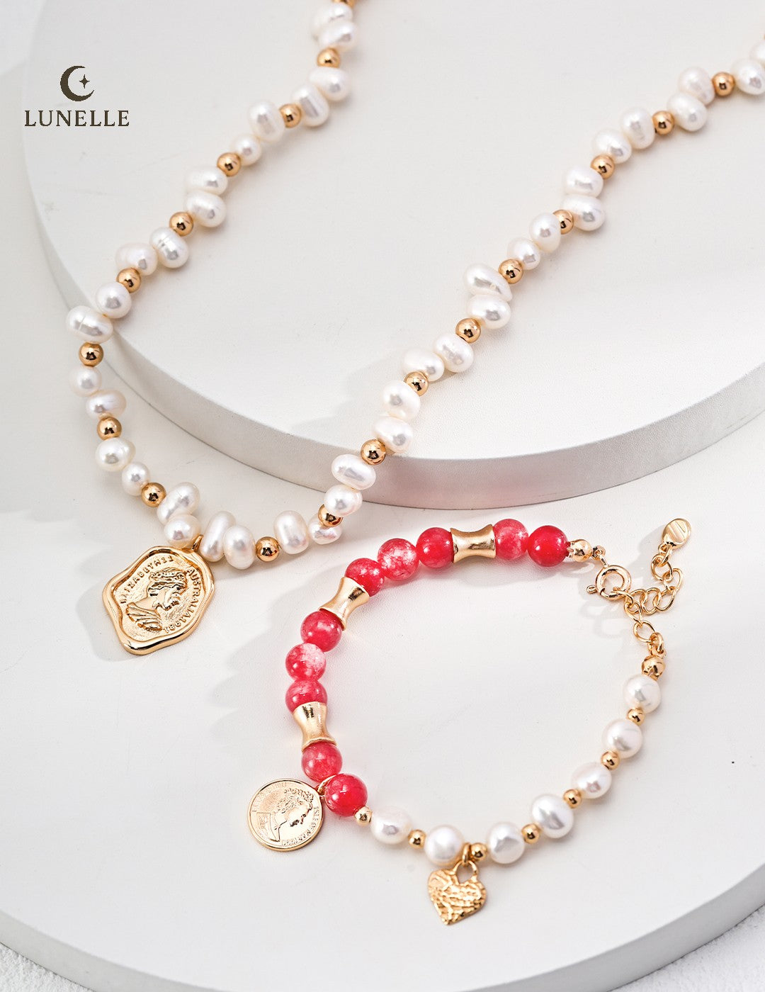 Blush Glow Natural Rhodochrosite Pearl Bracelet