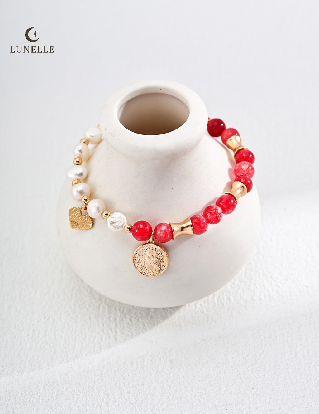 Blush Glow Natural Rhodochrosite Pearl Bracelet