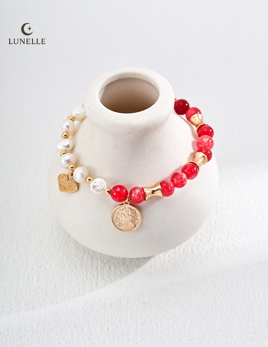 Blush Glow Natural Rhodochrosite Pearl Bracelet