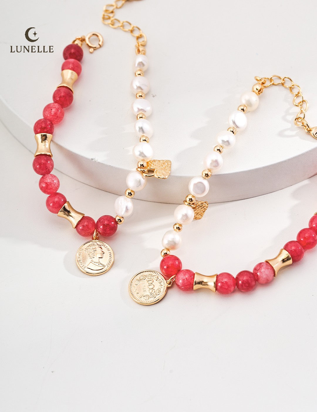 Blush Glow Natural Rhodochrosite Pearl Bracelet