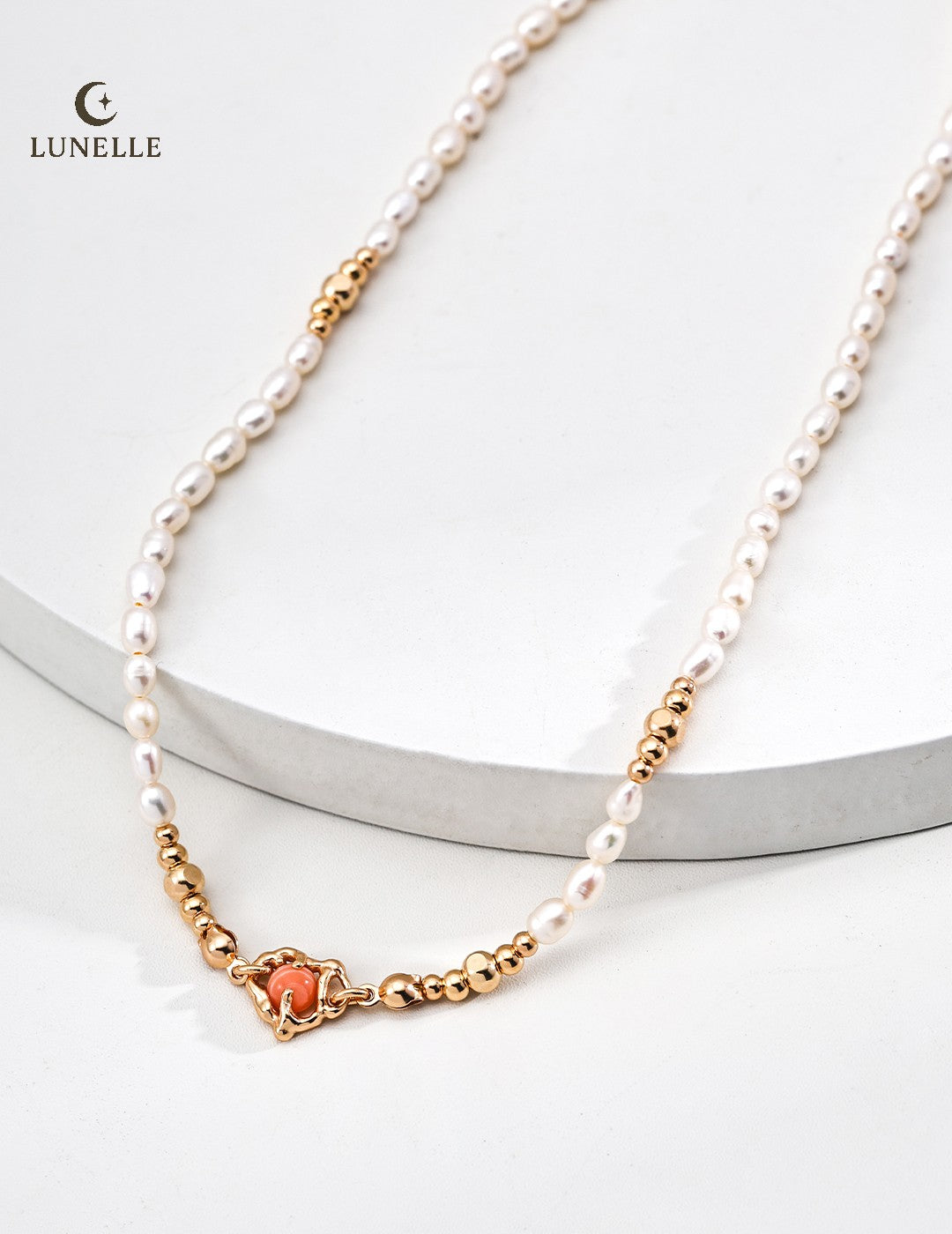 Star Clasp Pearl Necklace with Rhodochrosite Accent