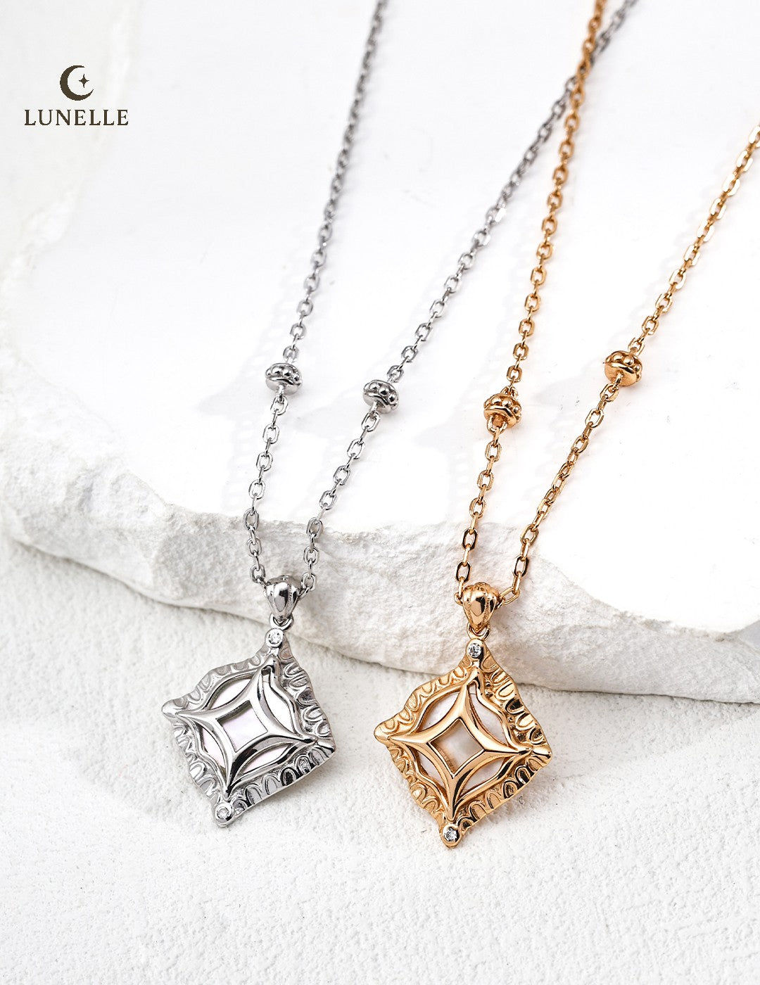Gilded Ocean Whisper Pendant in Mother of Pearl