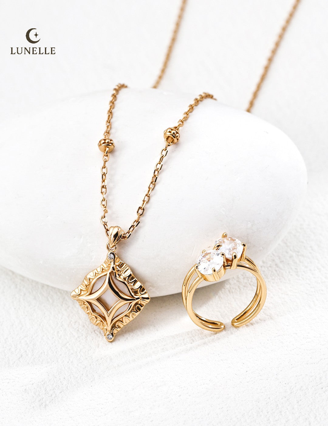 Gilded Ocean Whisper Pendant in Mother of Pearl