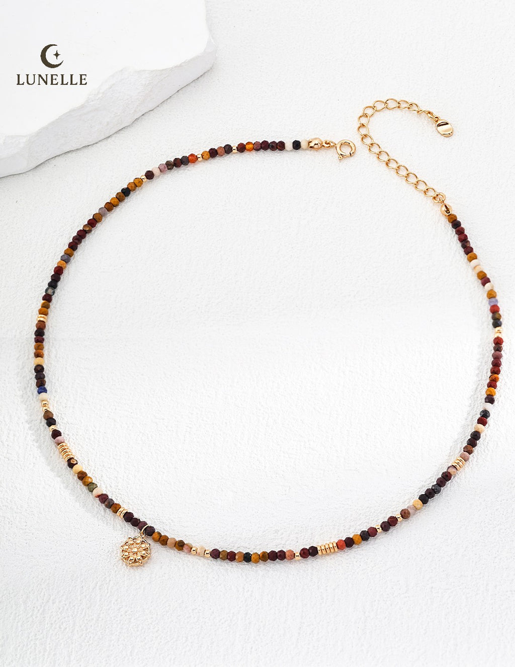 Vintage Dandelion Pendant Necklace in Citrine Jasper and Sterling Silver