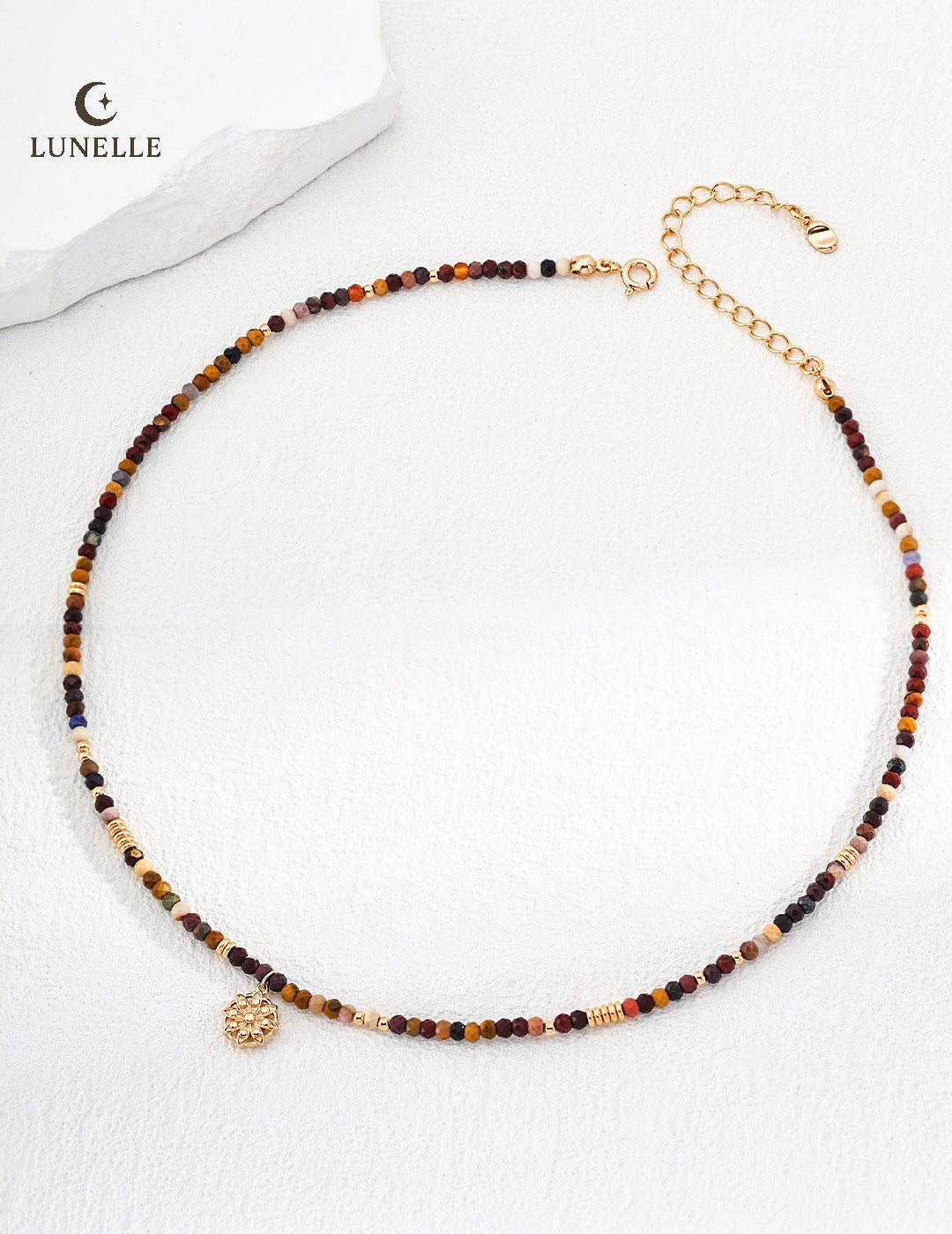 Vintage Dandelion Pendant Necklace in Citrine Jasper and Sterling Silver