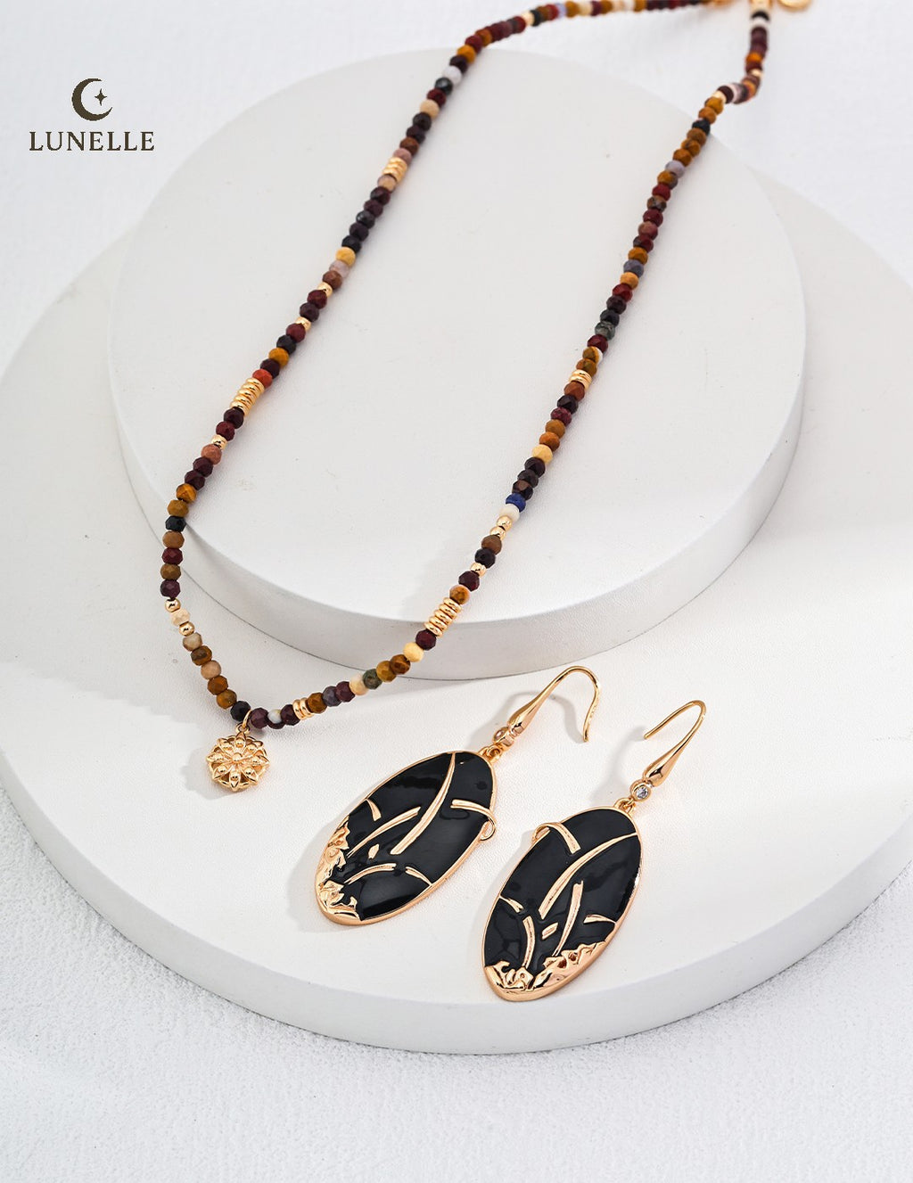 Vintage Dandelion Pendant Necklace in Citrine Jasper and Sterling Silver