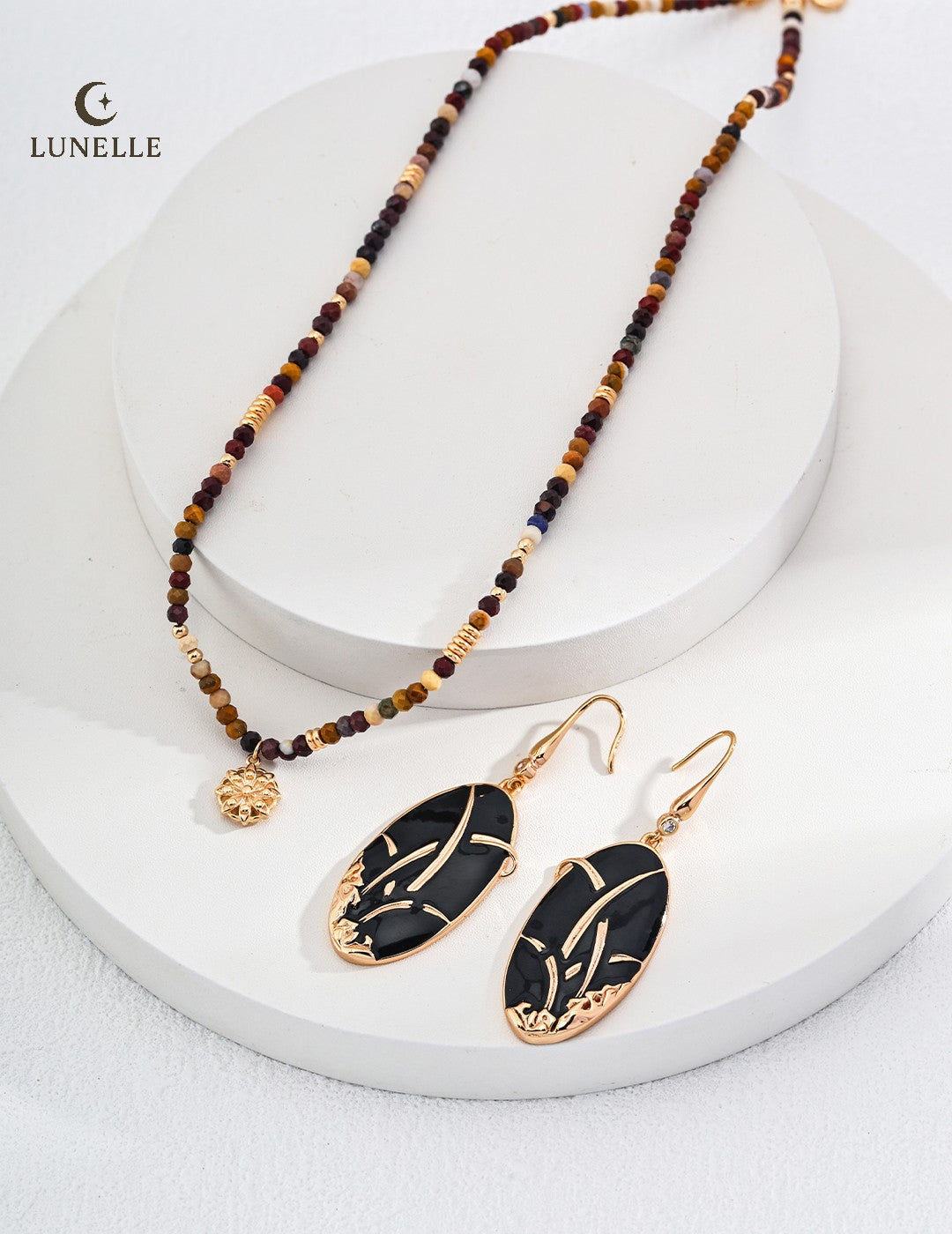 Vintage Dandelion Pendant Necklace in Citrine Jasper and Sterling Silver