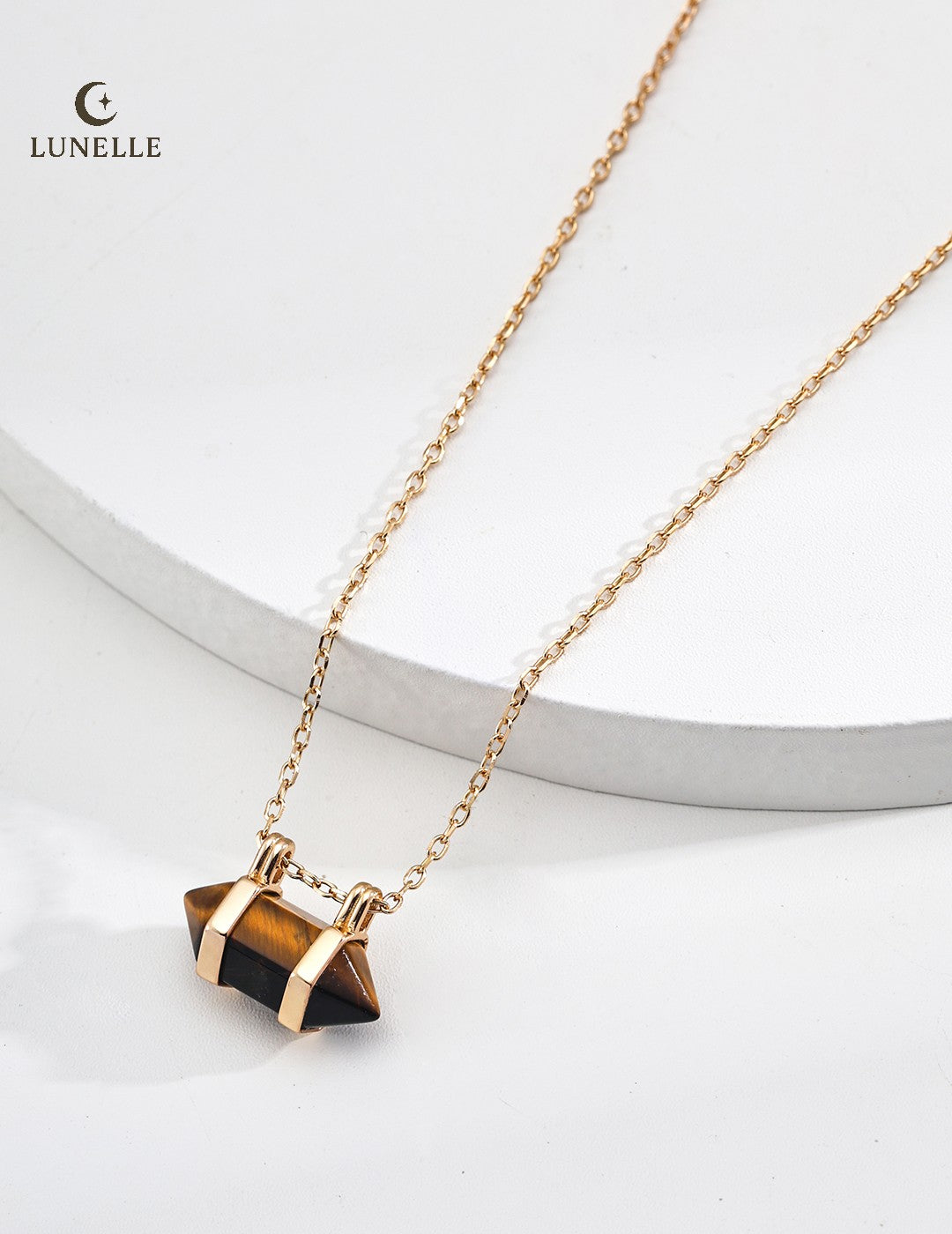Prism Cut Tiger Eye Pendant in Sterling Silver